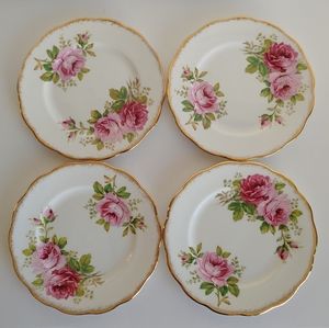 Set of 4 Bread and Butter Plates Royal Albert American Beauty